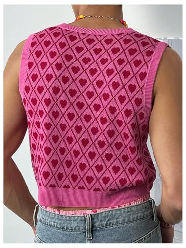 Men's Heart Graphic Printed Sleeveless V Neck Sweater Vests Cropped Knit Tank Tops2