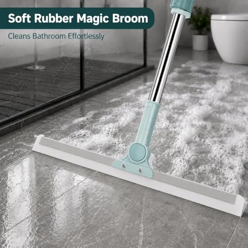 Image of Misamo Enterprise Wiper Mop for Floor Cleaning, 50 cm, Green, Pack of 2 | Telescopic Handle, Streak-Free Cleaning, Durable EVA Blade, Lightweight Design, 360 Swivel Head, Smooth Floor Glide