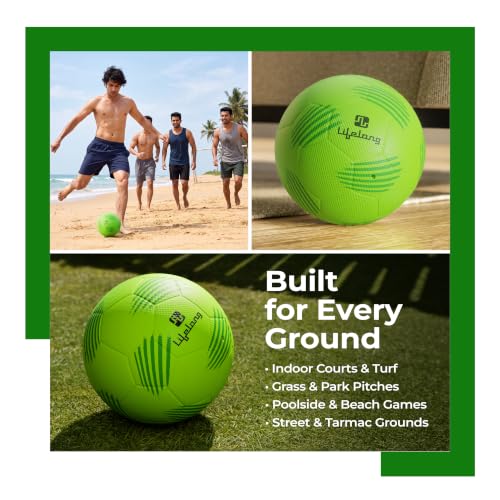 Image of Lifelong Football Lightweight PVC Ball for Kids & Adults, Ideal for Beach, Pool, Indoor & Outdoor Play, Soft Training Football for All Age - Size 5 (Age 13+ Years)
