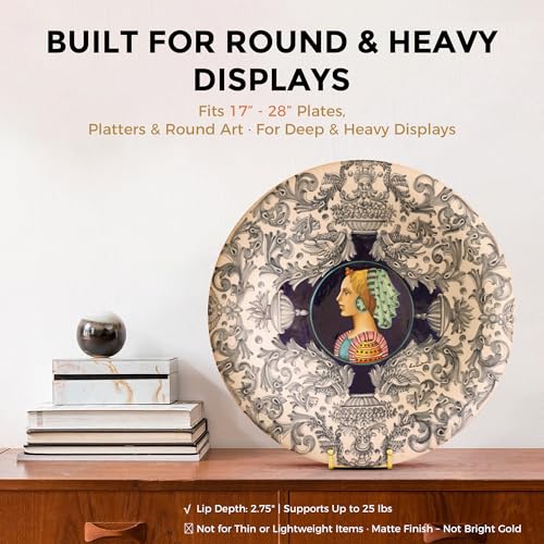 Image of TR-LIFE 16 Inch Gold Metal Plate Stand (2 Pack) - Heavy Duty Display Stand for Extra-Large Plates, Frames, Platters and Art