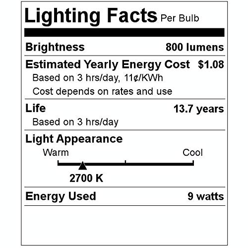 60W Equivalent LED Light Bulb 800 Lumens A19 Shape Bulbs 2700K Warm White Non-Dimmable UL Listed 9 Watt — view 6