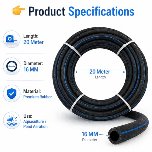 Image of Vayinato PetzLifeworld Aquaculture Aeration Tube Nano Bubble for Better Oxygen for Pond (20 Meter, 16 MM)