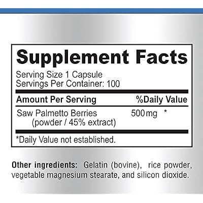 YUMMYVITE Extra Strength Saw Palmetto - 45% Extract Prostate Supplement, Decrease Frequent Urination, DHT Blocker for Hair Growth, Non-GMO, 100 Capsules