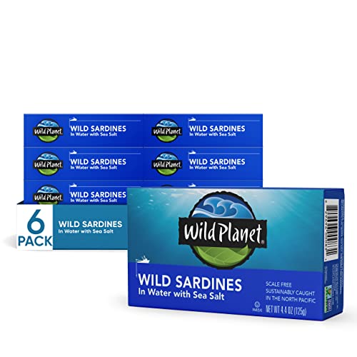 Image of Wild Planet Sardines In Water Lightly Smoked With Sea Salt, Nutritional Powerhouses Packed with Flavor, 4.4 Ounce (Pack of 6)