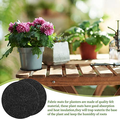 Image of GREENSHEEP Plant Pot Coaster Mat - Reversible Waterproof Round Absorbent Felt Fabric Plant Pad for Gardening Indoor and Outdoor Pots 4 /6 /8 /10 Inch (Dark Grey, 20 Pieces)