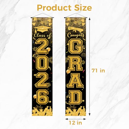2026 Graduation Decorations, Graduation Banner for Class of 2026, Hanging Door Porch Sign, Indoor Outdoor Wall Decor