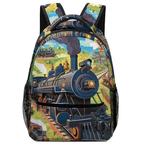 Sac à dos train rétro pour l'école et les voyages des garçons