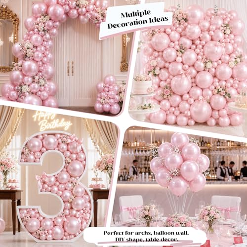 Image of Togvu Metallic Pink Balloons, 50Pack 5 Inch Small Mini Chrome Light Pink Latex Party Balloons for Birthday Bridal Baby Shower Gender Reveal Easter Party Decorations Supplies