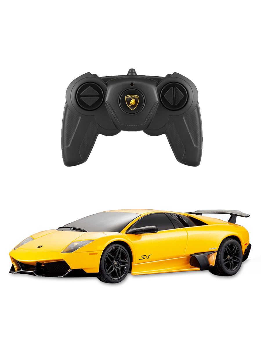 RASTAR 39000 1/24 Lamborghini RC Car - Christmas Ideal Gifts for Play & Display - Officially Licensed Toy Car Model with Remote Controller for Kids, Teens & Adults - Yellow