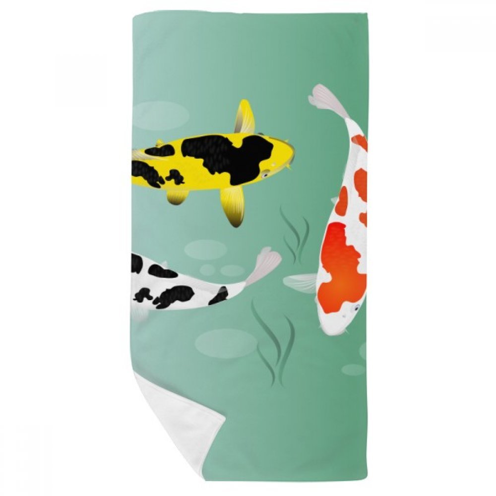 Débarbouillette rassemblement de poissons chinois serviette de bain doux 35x70