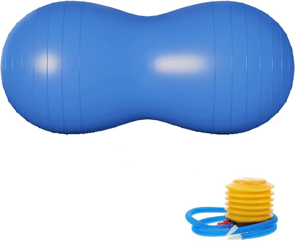 ARJEX Peanut Ball – Anti Burst Ball for Exercise, Labor, Birthing, Dog Training, Kids, Home & Gym Fitness, Physio Roll, Yoga Balance, Flexible Seating for Classroom & Office - Pump Included