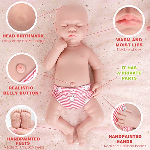 Muñeca bebé de silicona realista de 43 cm niña miniatura 5