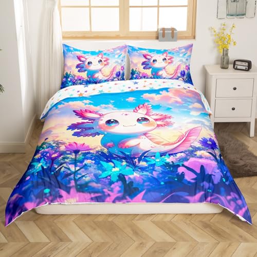 Parure de lit animaux et fleurs avec housse de couette zippée
