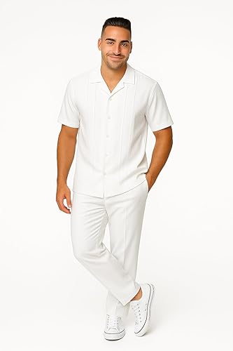 Miniatura 4 de STACY ADAMS Conjunto de camisa y pantalón de lino para hombre