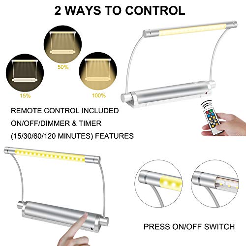 Image of LUXSWAY Wireless Picture Light with Remote,Painting Lighting Battery Powered,9 Inch Rotatable Lights Head Art Accent Lights,Timer Auto Off,3 Modes Dimmable Display Light for Picture Canvas Artwork