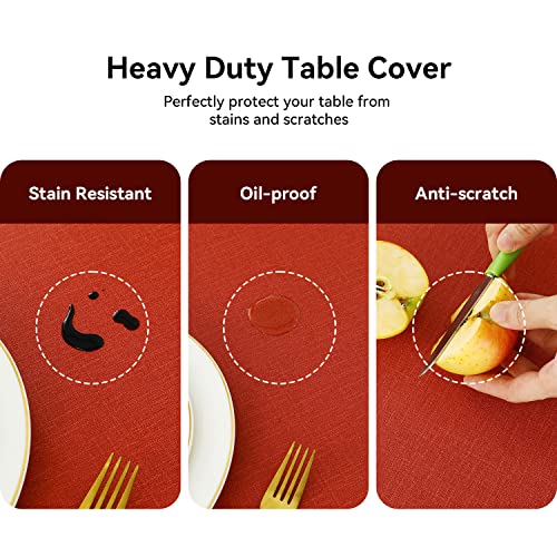 Image of Romanstile Christmas 100% Waterproof PVC Tablecloth, Rectangle Oil Spill Proof Stain Resistant Vinyl Table Cloth, Wipe Clean Plastic Table Covers for Kitchen /Dining /Parties - 54 x 78 Inch, Red
