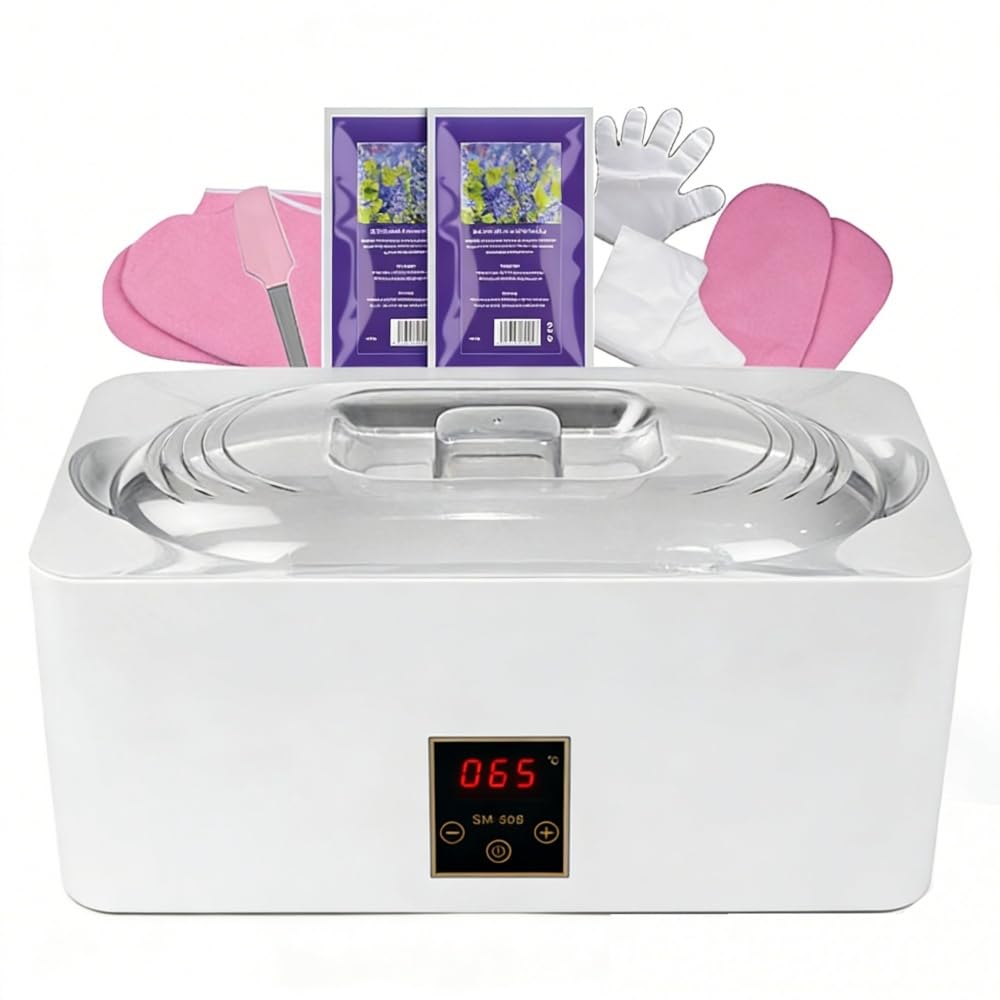 Paraffinbad Beheizte Wachsmaschine mit Automatikmodus, präziser Temperaturregelung & Schnellschmelz Wärme halten, professionelle Hausspa-Suite feuchtige Haut Arthritis lindern (4L) (Silvery)