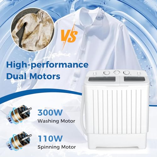 image for COSTWAY Portable Washing Machine, Twin Tub 20 Lbs Capacity, Washer(12 