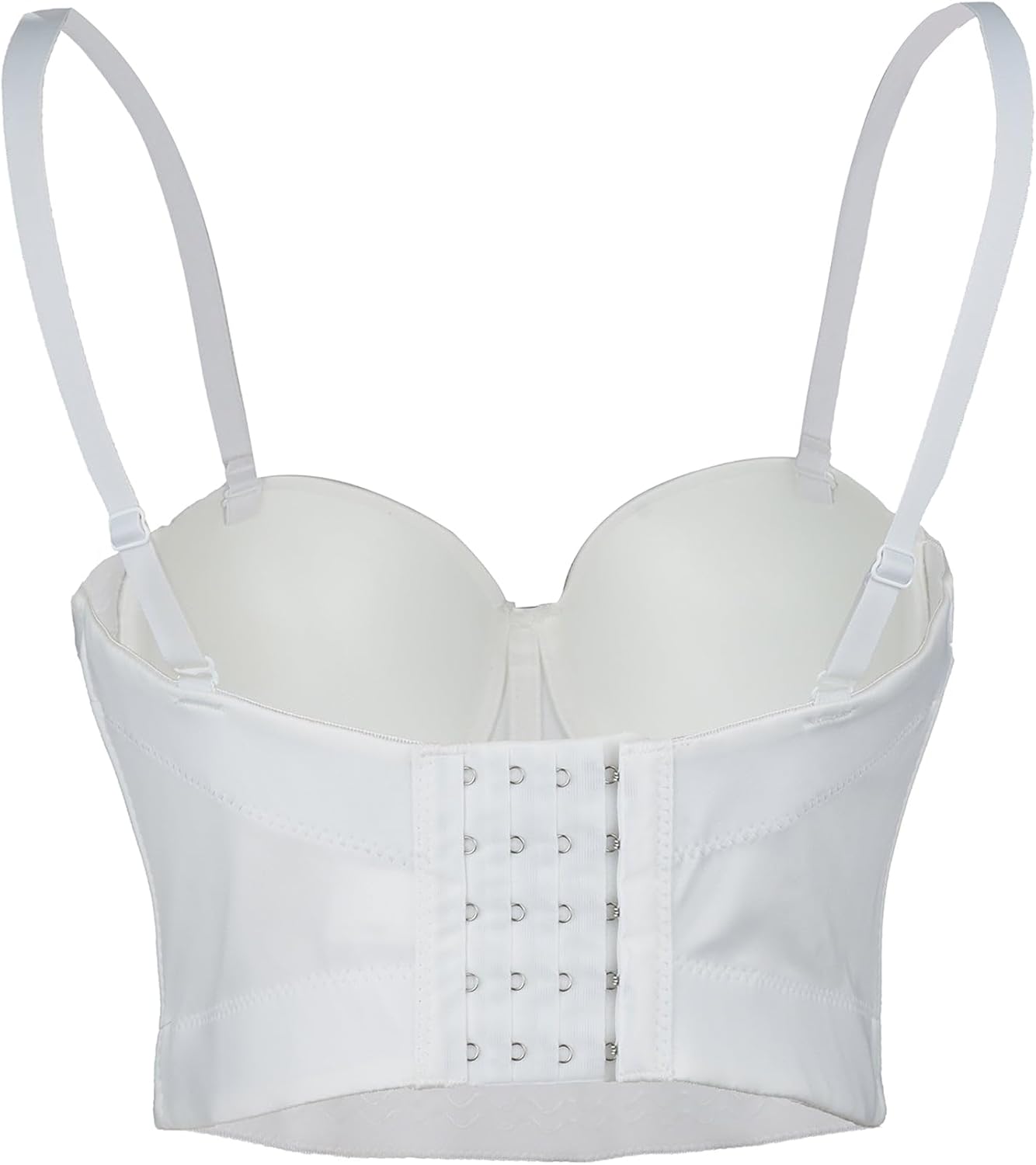 ELLACCI Women's Sexy Rhinestone Colorful Gem Acrylic Bustier Corset Top Bra White - Image 3