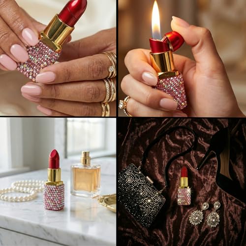 Encendedor recargable de butano diseño elegante rosa miniatura 7