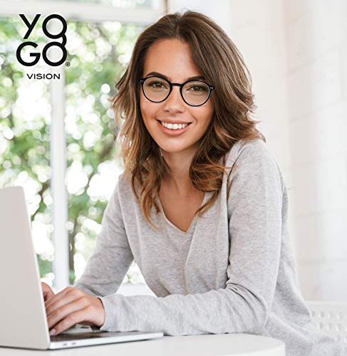 Image of Yogo Vision Blue Light Blocking Glasses Men Women Computer Anti Eyestrain Glasses Round Frame Blue Light Blocker Eyeglasses