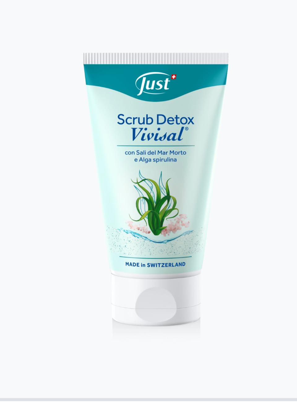 Just Scrub Detox Vivisal, Esfoliante con Sali del Mar Morto e Alga Spirulina, Prodotto in Svizzera