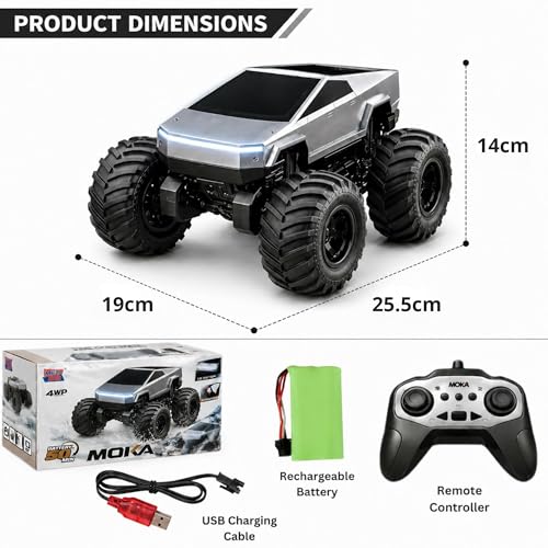 Image of GRAPHENE 1:18 Scale 4WD Amphibious Remote Control Drift Car Waterproof RC Monster Truck 360 Stunt Rotation 2.4GHz Rechargeable Off-Road Rock Crawler LED Lights All Terrain Cyber Truck for Boys Girls