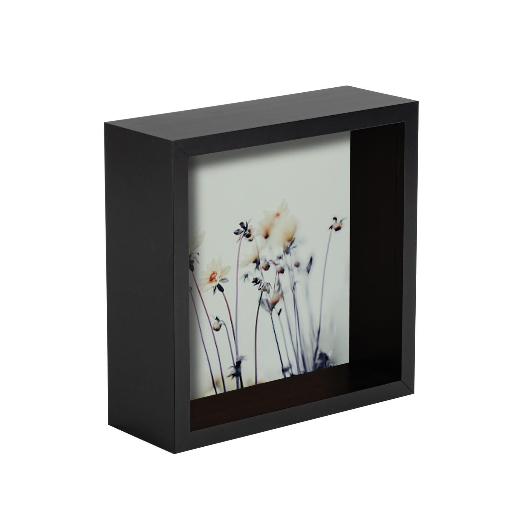 Nicola Spring Black 3D Shadow Box Photo Frame - 6X6 (15X15cm) - Pack Of 1 - 3D Photo Frame Box Picture Deep Memorabilia Display Case For Crafts, Keepsakes, Wedding, Graduation