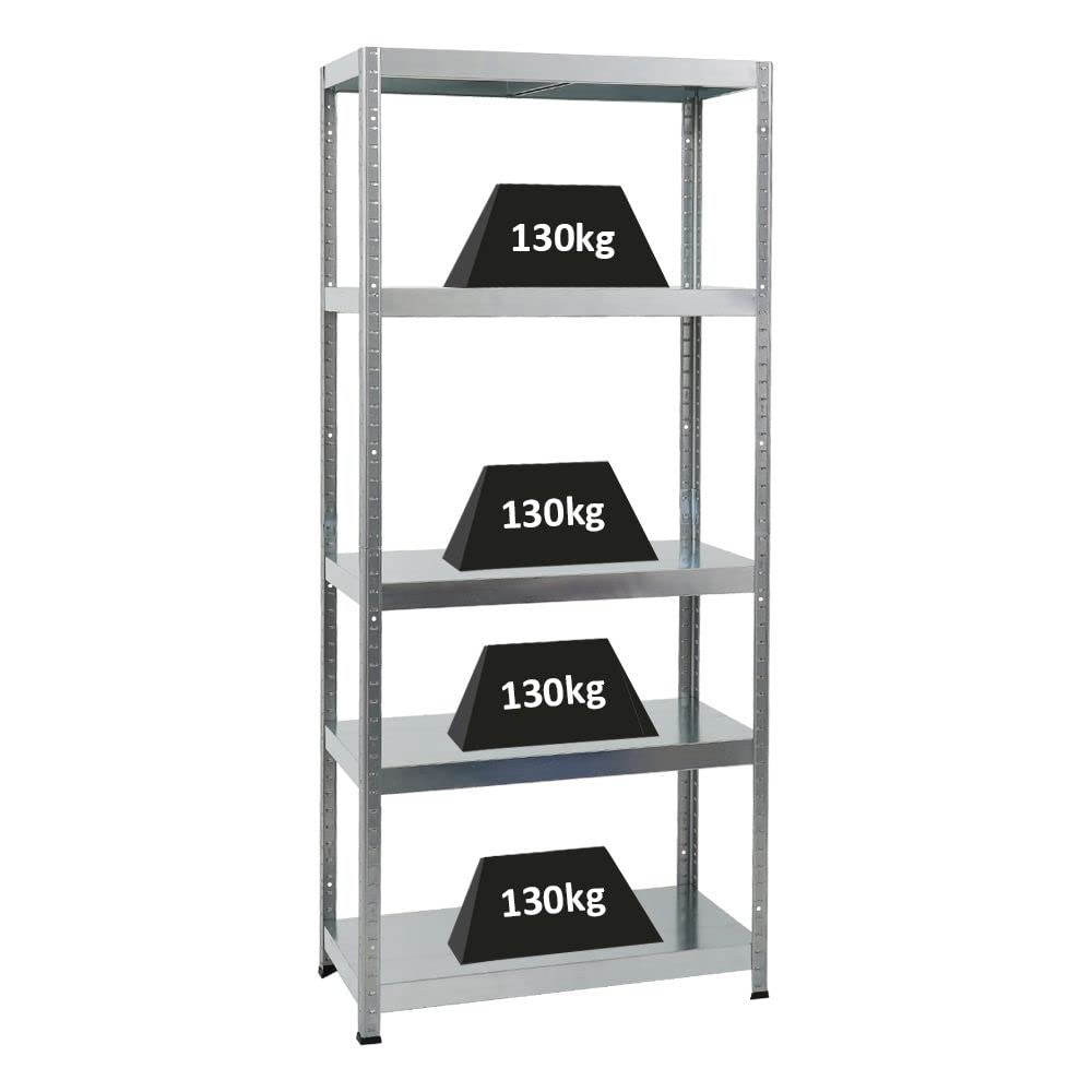 PROREGAL Metallregal Steel Eagle 180x80x40cm Fachlast 130kg Verzinkt Schwerlastregal, Küchenregal, Kellerregal, Steckregal, Garagenregal, Lagerregal