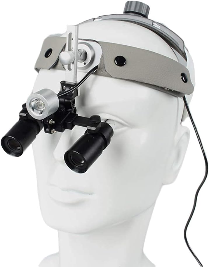 Generic Magnifier with Light, Surgical Magnifier 4X 5X 6X Dental Doctor Binocular Headband Loupes with Headlights for Stomatology, Gynecology, Cardiology, Brain Surgery and Ophthalmology