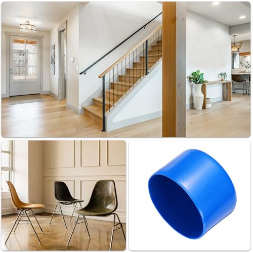 Image of uxcell 2pcs Rubber End Caps 63mm(2 1 /2 Inch) ID x 50mm(2 Inch) H Vinyl Round Tube Bolt Cap Cover Screw Thread Protectors Blue