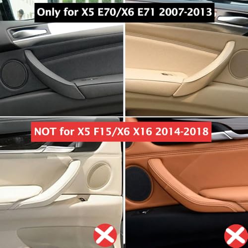 Goodithy Leather Door Handle Assembly Passenger Side Left/Right Interior Door Pull Handle Trim Replacement for BMW X5 E70 X6 E71 E72 2007-2013 (Beige Left) by Goodithy - Used condition - Image 3