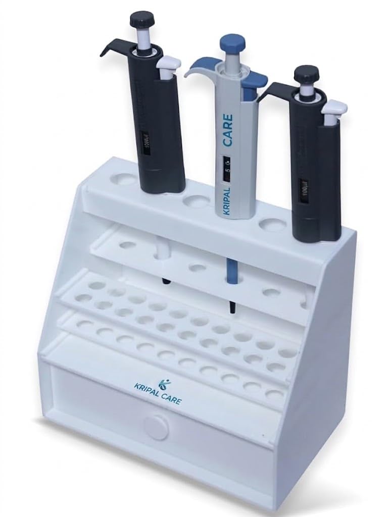 Stand for 6 Pipettes with Drawer & Test Tube Rack for 22 Test Tubes | Laboratory Pipette Holder Stand White | Lab Equipment Organizer (Pack of 1)-image-22