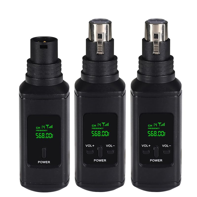 2.4G Wireless Microphone System，Wired to Wireless Converter 1 Transmitter + 2 Receivers，Plug &amp; Play for Karaoke, Live Streaming, Meetings, Speeches &amp; Home Theater
