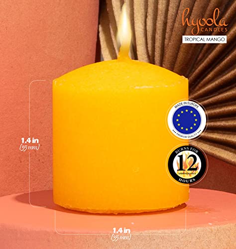 Image of HYOOLA Scented Votive Candles - Tropical Mango Votive Candles -12 Hour Burn Time - 9 Pack - European Made