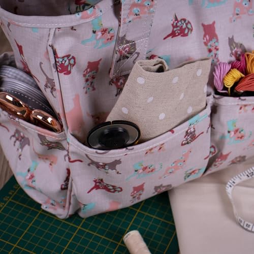 Hobby Gift ekskluzywna torba rzemieślnicza, torba na ramię, torba na druty, przechowywanie przędzy, torba szkolna, 13 x 36 x 31 cm, koty