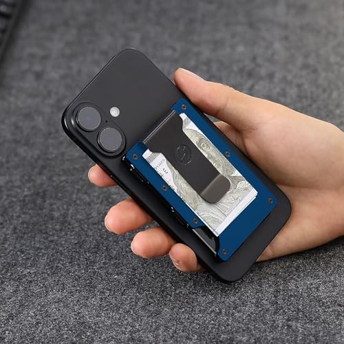 Compatible with MagSafe Wallet, Slim Wallet for Men with Money Clip, Rfid Blocking Metal Card Holder, Minimalist Magnetic Wallet Compatible with iPhone 16/15/14/13/12 Series - Navy Blue4