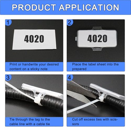 Editbar Pack of 50 Transparent Nylon Cable Labels with 50 Cable Ties, Waterproof, Dustproof, Lock Style - Image 3