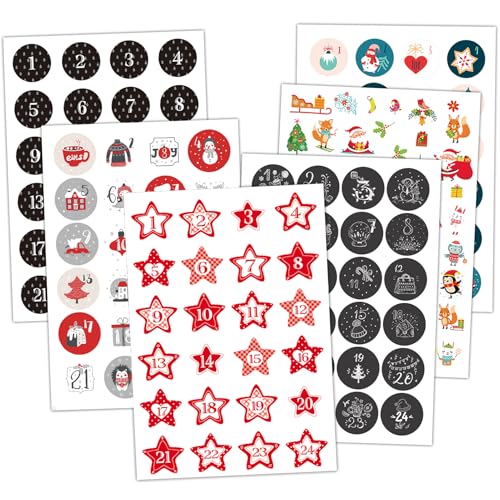 Adventskalender Zahlen Aufkleber