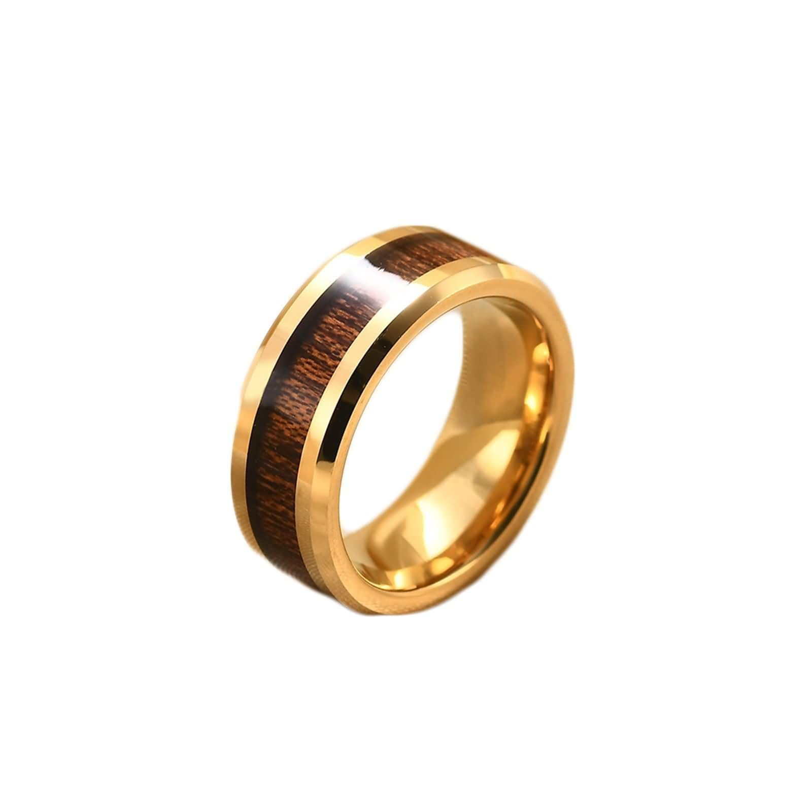 Anillo para Hombre Grabado Personalizado en Tungsteno, Redondo 8MM con Grano de Madera Anillos Boda Hombre Plata