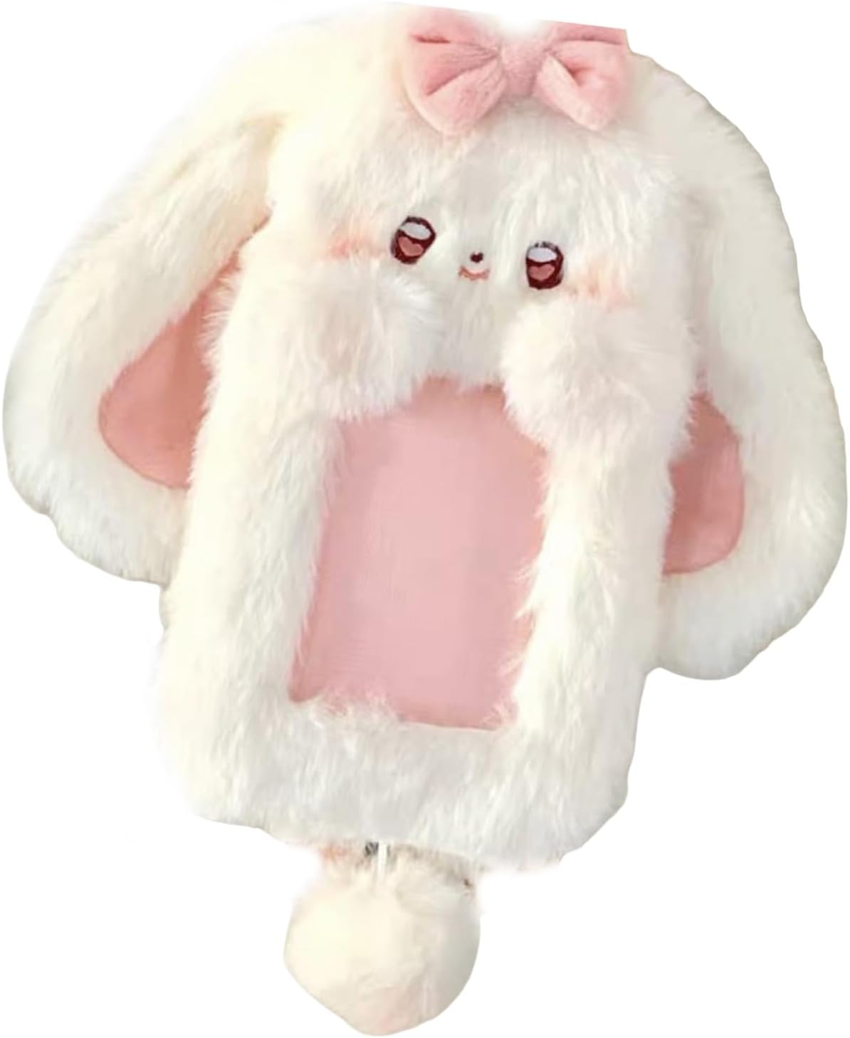 Plush Rabbits Card Holder - Soft & Lightweight - Cartoon Design - Unisex - White - Girls