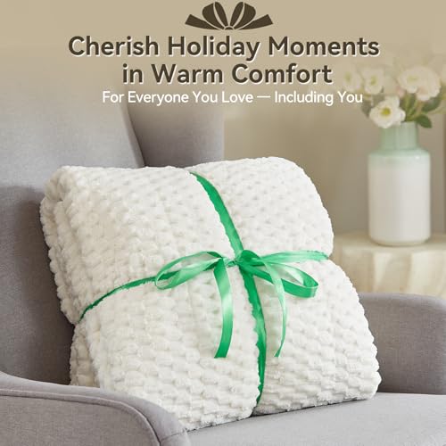 Weighted Blanket Queen Size for Adults,15lbs Jacquard Sherpa Heavy Blanket for Calming and Relax, Dual Sided Ultra Soft Fuzzy Throw Blanket with Glass Beads, 48" x 72", Cream White - Image 9