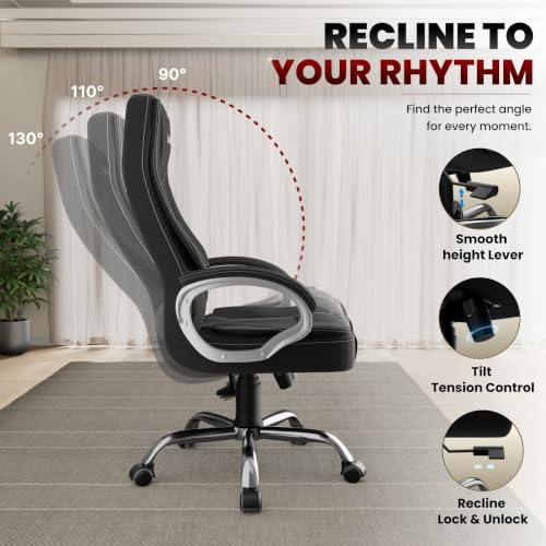 Image of beAAtho Vintage Executive High Back Ergonomic Fabric Office Chair with 3 Years Warranty | Revolving Director & Boss Seating | Orthopedic Design | Fabric Black