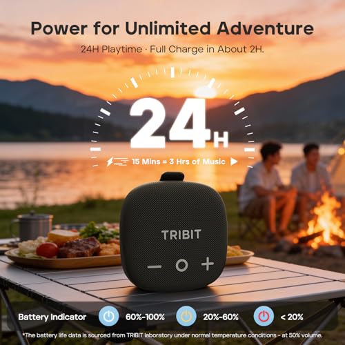 Image of Tribit StormBox Micro 3 Bluetooth Speaker Wireless with 13W XBass Sound, IP68 Waterproof Speaker for 24H Playtime, TWS Pairing, Bluetooth 6.0, Portable Speaker for Bike /Golf /Traveling, Black