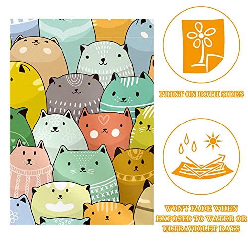 Drapeau de jardin motif chat mignon drapeau de cour saisonnier extérieur imprimé
