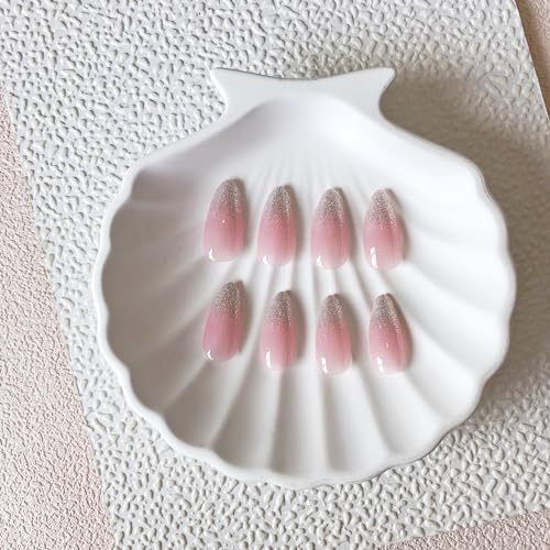 24PCS Press on Nails Almond Shaped Nails, Fake Nails Medium Long Stiletto Almond Press on Nail False Tips Acrylic Nails Glue on Nails Medium Length False Nails for Women and Girls(Gradient Glitter) - Image 6