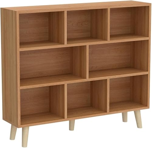 Miniatura 183 de IOTXY - Estantería baja, organizador de madera, 3 niveles con base, estantería horizontal, 10 cubos, color blanco cálido Blanco cálido,Azul