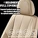 Coverado Car Seat Covers Full Set, Car Seat Protector Waterproof, Nappa Leather Car Seat Cushion, Beige Seat Covers for Cars, Front Seats and Back Universal Fit for Most Cars