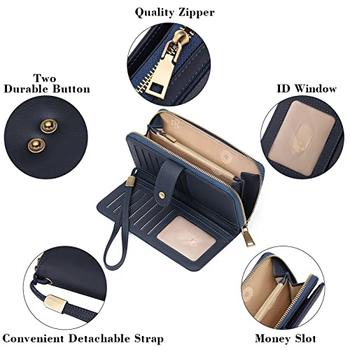 Image of GAEKEAO Wallet for Women Clutch RFID Blocking Leather Wristlet Purse Large Capacity Card Holder with Zipper Pocket