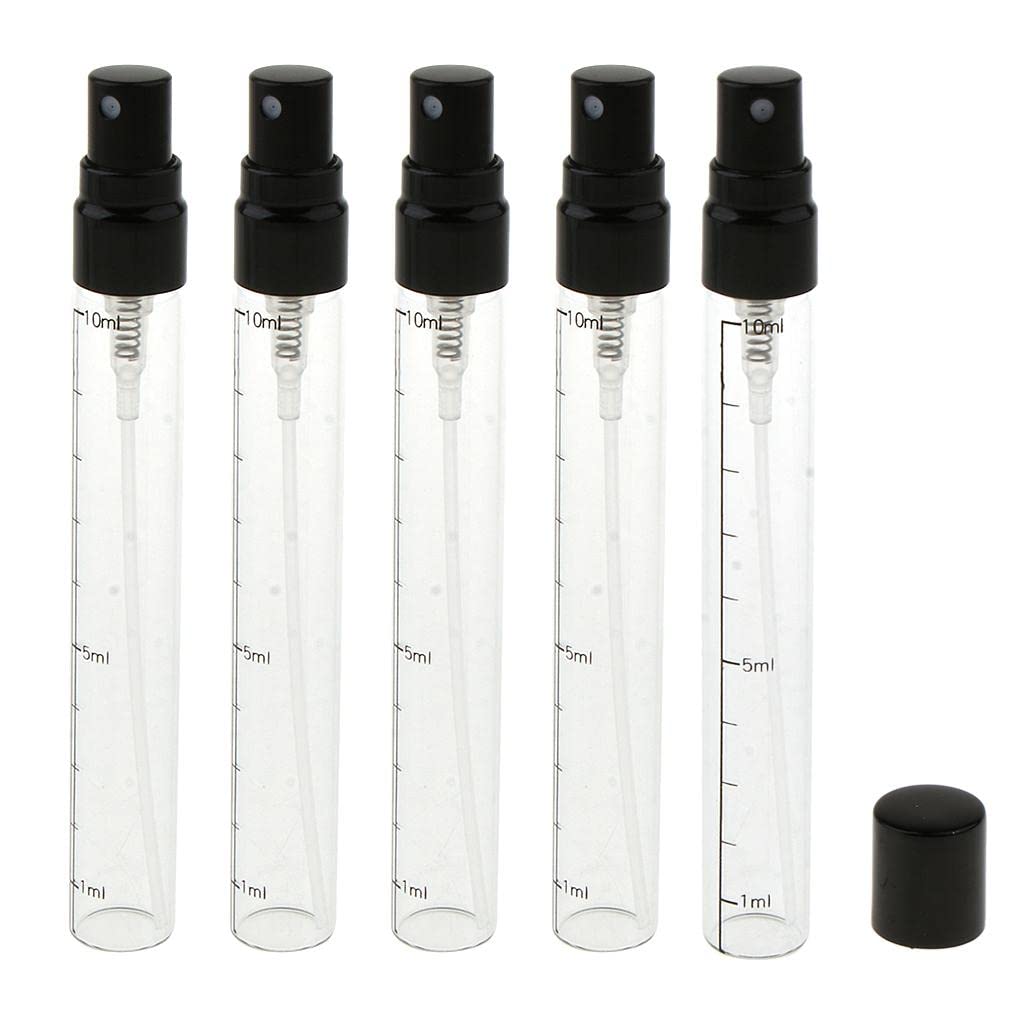 5x Empty Perfume Aftershave Spray Bottles Refillable Fine Mist Sprayer 10ml Black-image-18